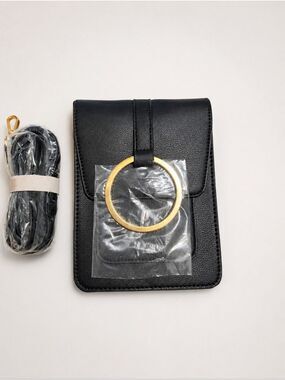 NWT Brentano Black Phone Crossbody Bag Gold Ring